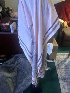 Louis Vuitton  Pink Striped Scarf with Gray Accents